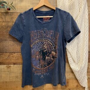 Janis Joplin Graphic Embellished Weathered Tee GREAT LAYERING PIECE, Music Lover